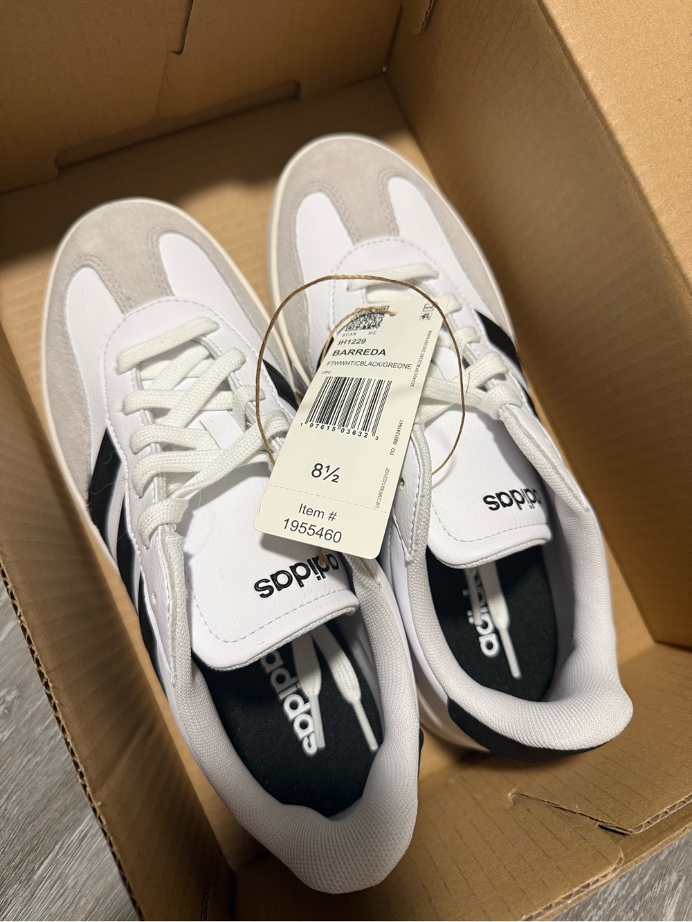 adidas Barricade Woman’s  White & Black Sneakers with Light Gray Suede Accents